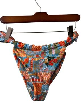 Colorful Tropical Print Bikini Bottom Size XL